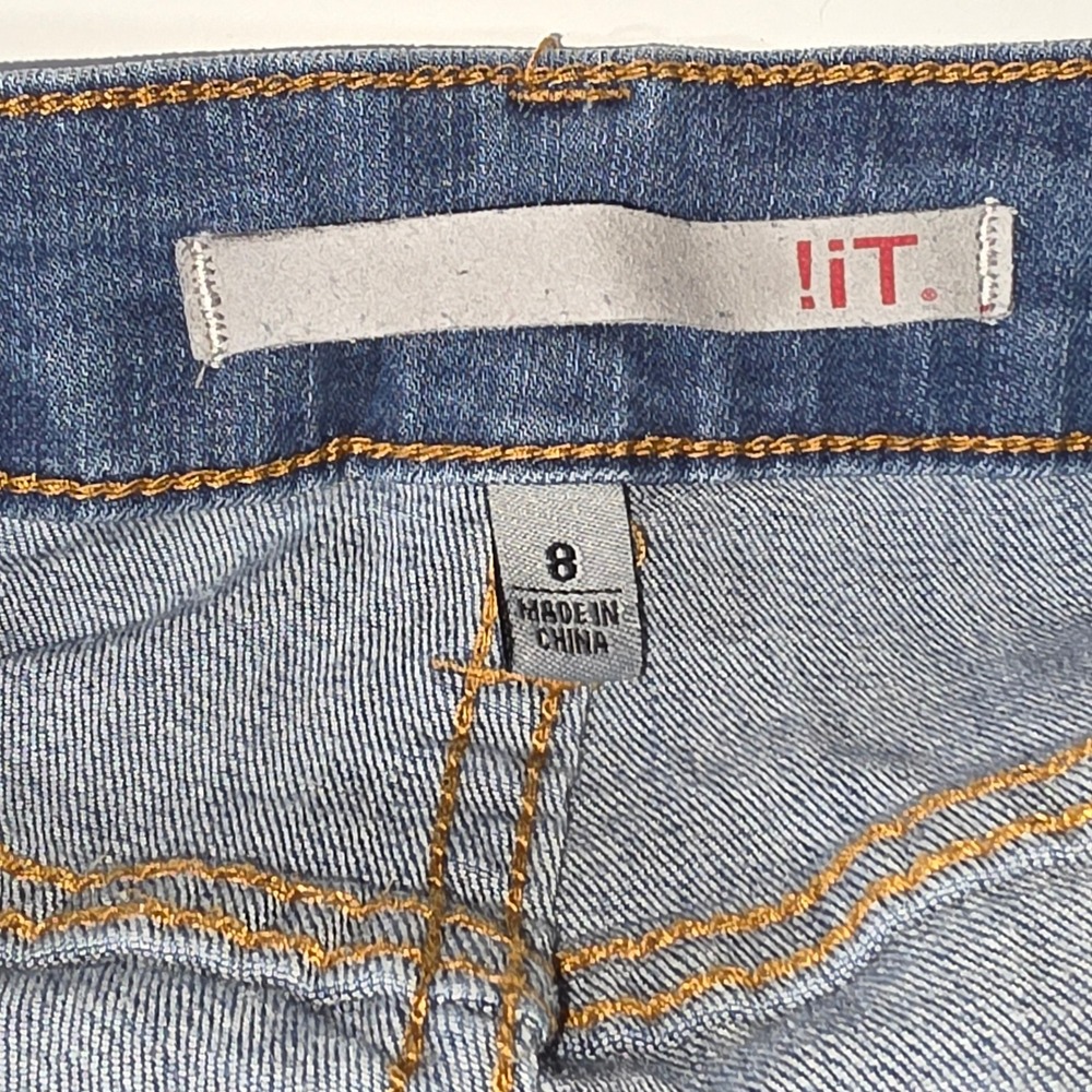 !iT Jeans Long Rider Bermuda Shorts Womens 8 Blue Distressed Denim Good - Picture 6 of 9